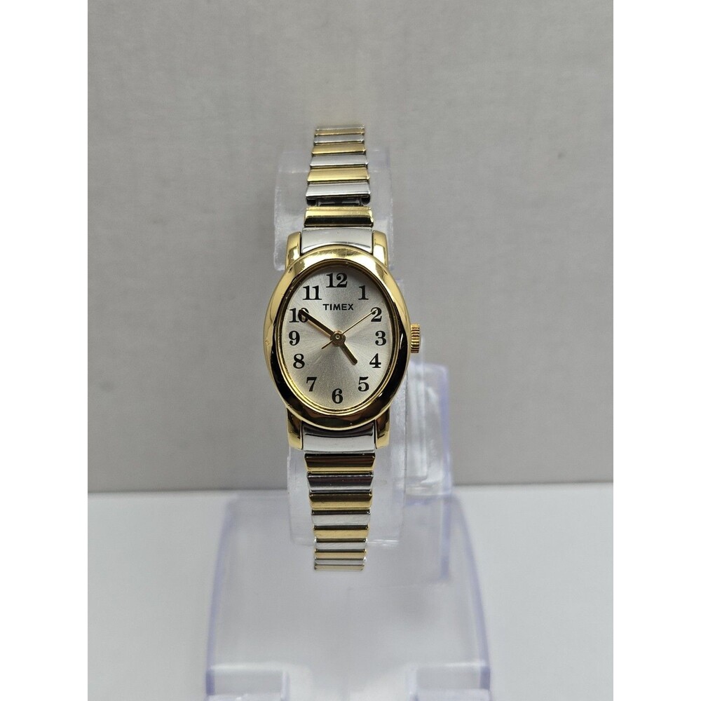 Vintage Timex Cavatina Womens Oval Gold Silver Two Tone Watch Dainty New Battery